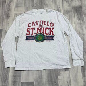✅ Youth XXL Castillo De St. Nick White Crewcuts Long Sleeve T-Shirt Graphic Tee